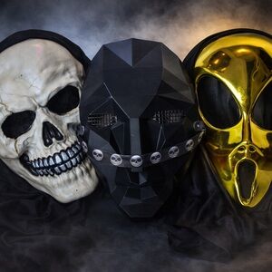 Halloween Mask Bundle Skull Gold Ghostface Black Cosplay Set